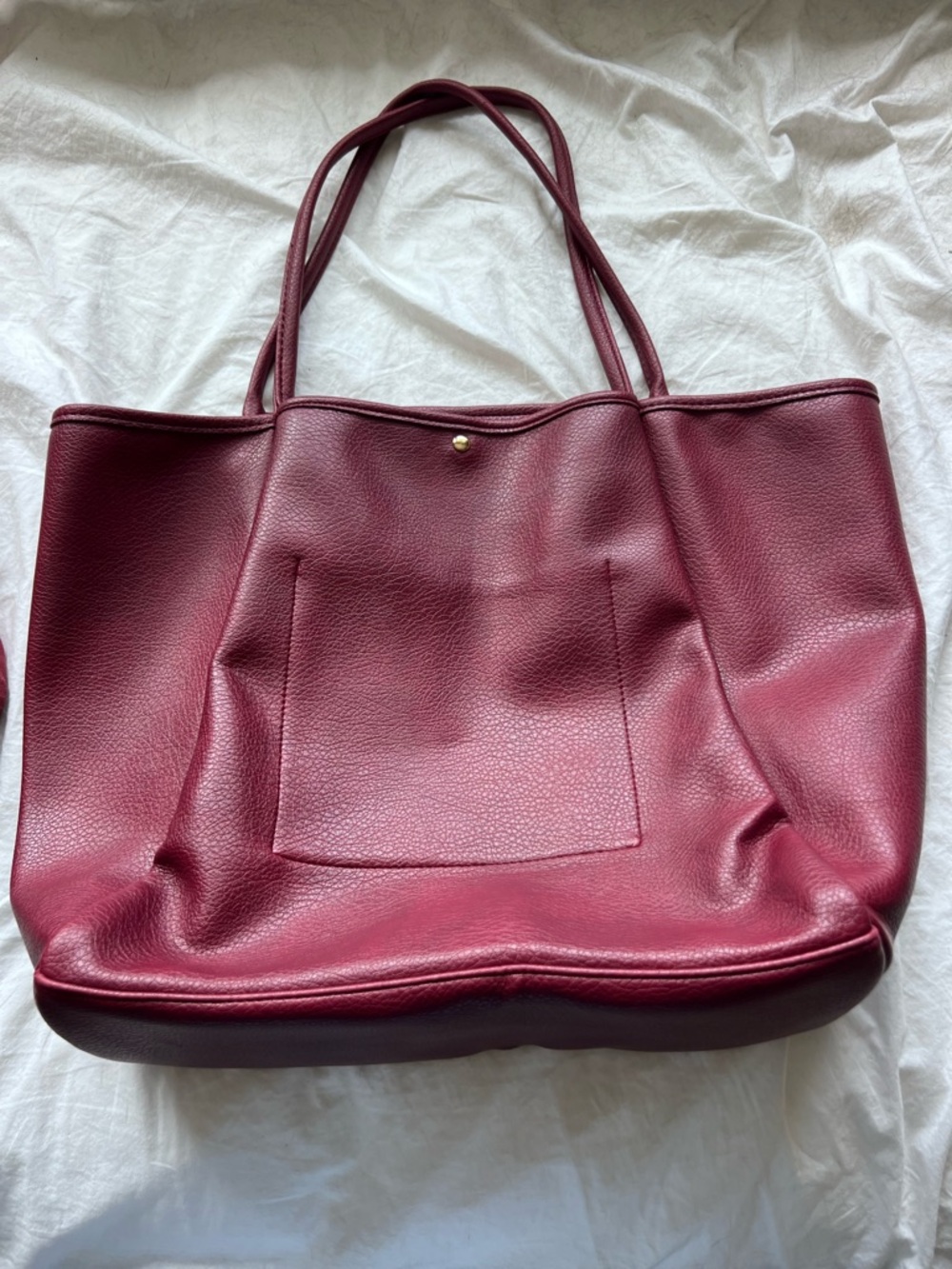 Women's Burgundy Leather Tote Bag - Classic Everyday Carry